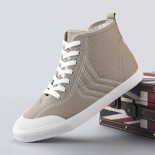 Women's High Top Canvas Women's Plaid Casual Cloth Shoes High Top 2024 Spring New Trendy Versatile Cloth Panel Shoes