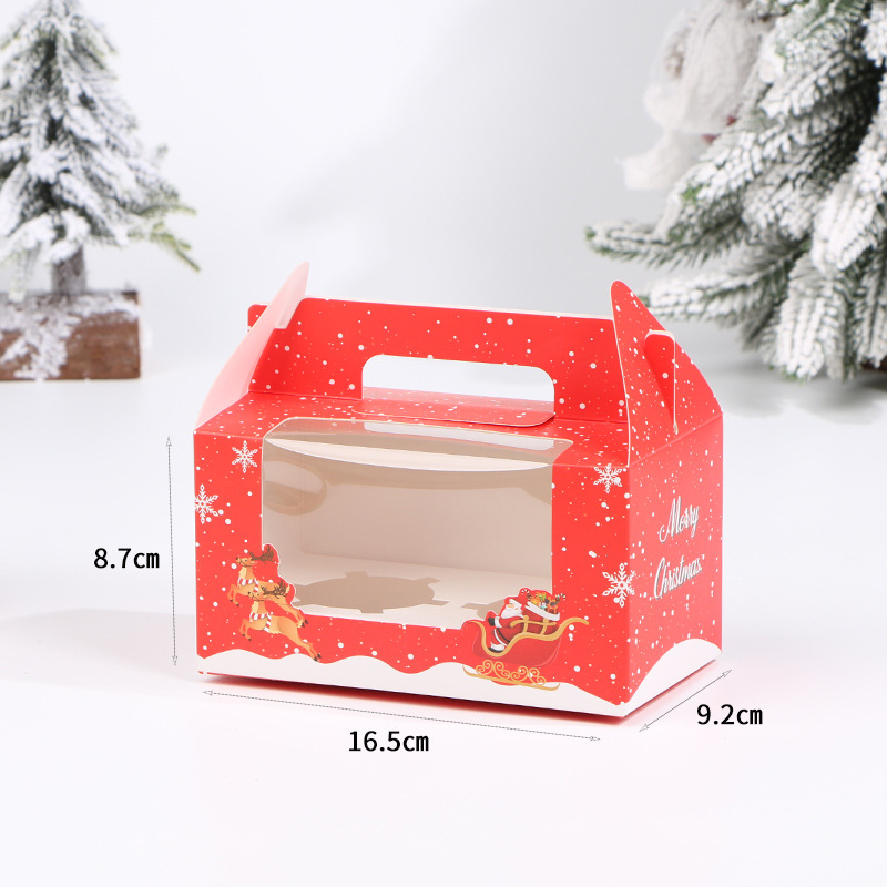 Venta directa de Navidad taza de papel pastel caja de embalaje de una fruta caja de embalaje portátil taza de Navidad caja de la torta al por mayor