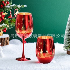 电镀酒杯 镂空圣诞树电镀金电镀银红酒杯香槟杯蛋杯系列玻璃酒杯