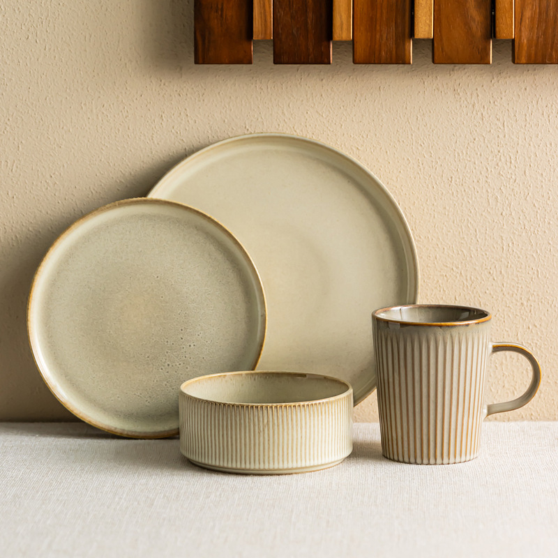 A Complete Set of Retro Tableware for Home Use, Ceramic Bowls, Plates, Mugs, High-End Plates, Wholesale Bowls, Restaurant Hotel Dishes