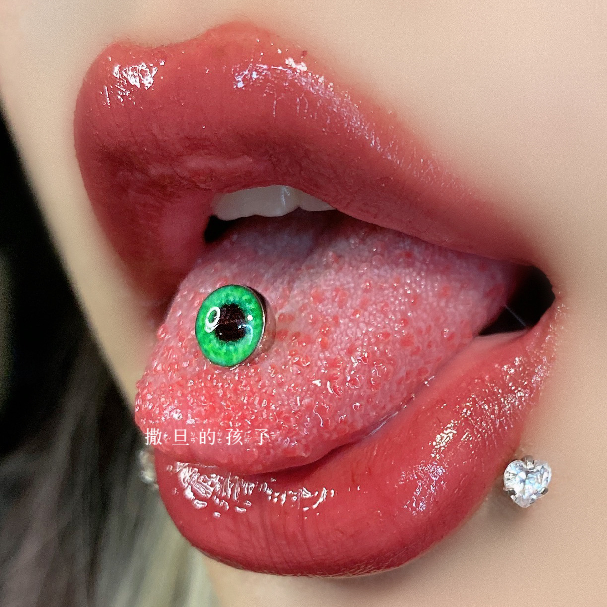 Labret stud lip piercing jewelry styling detail