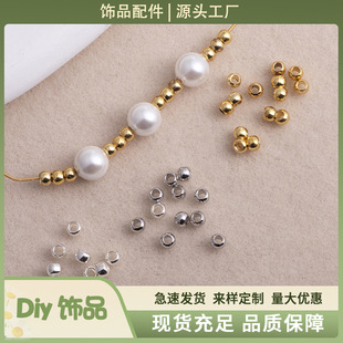 Pure copper plated 18K real gold color retaining loose beads super small gold plated round beads bracelet necklace spacer beads DIY handmade jewelry accessories