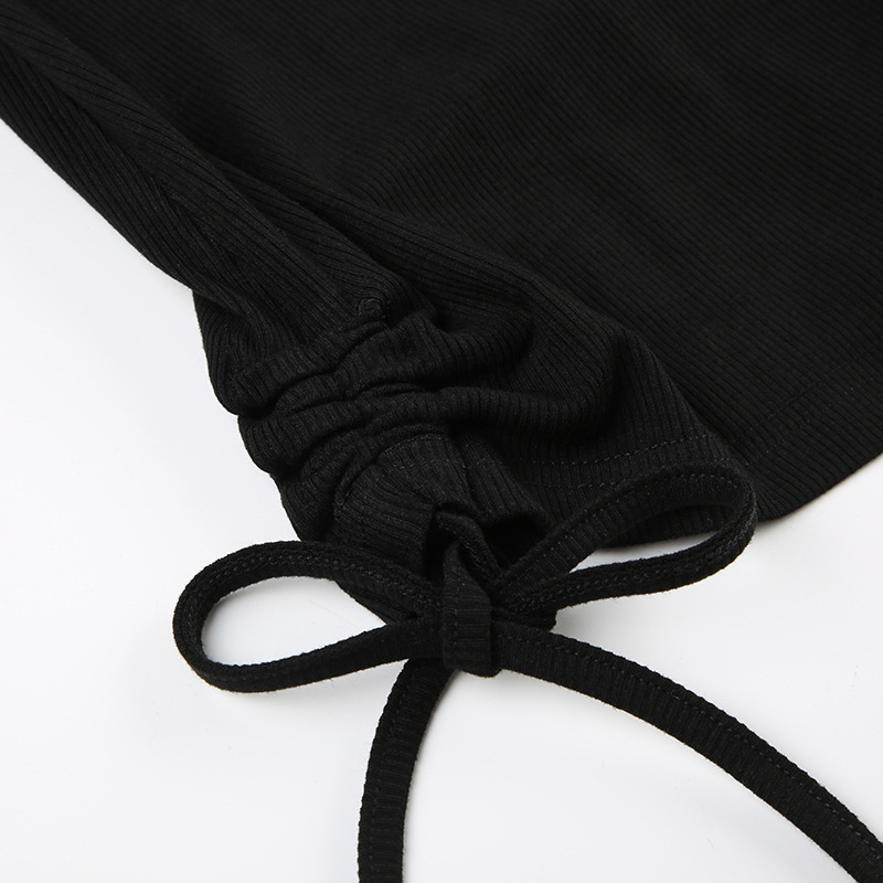 Summer Backless Drawstring Strap Sports Short Sleeved Jumpsuit Pleated Sexy Jumpsuit