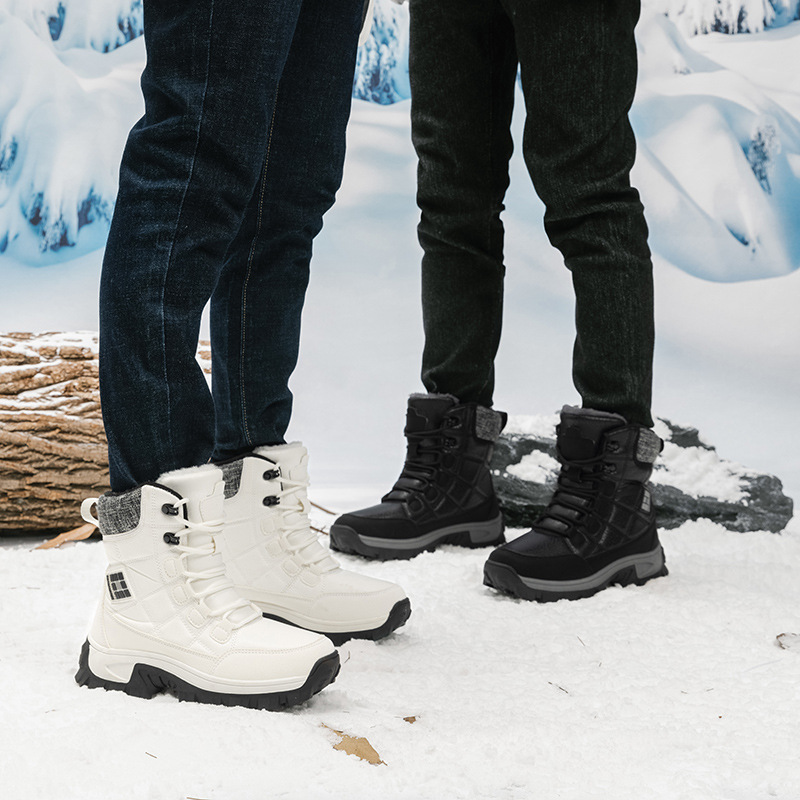 Botas de nieve de gran tamaño transfronterizas de fábrica para hombres y mujeres con zapatos de algodón gruesos para zapatos al aire libre antideslizantes botas cálidas para apoyar el cabello