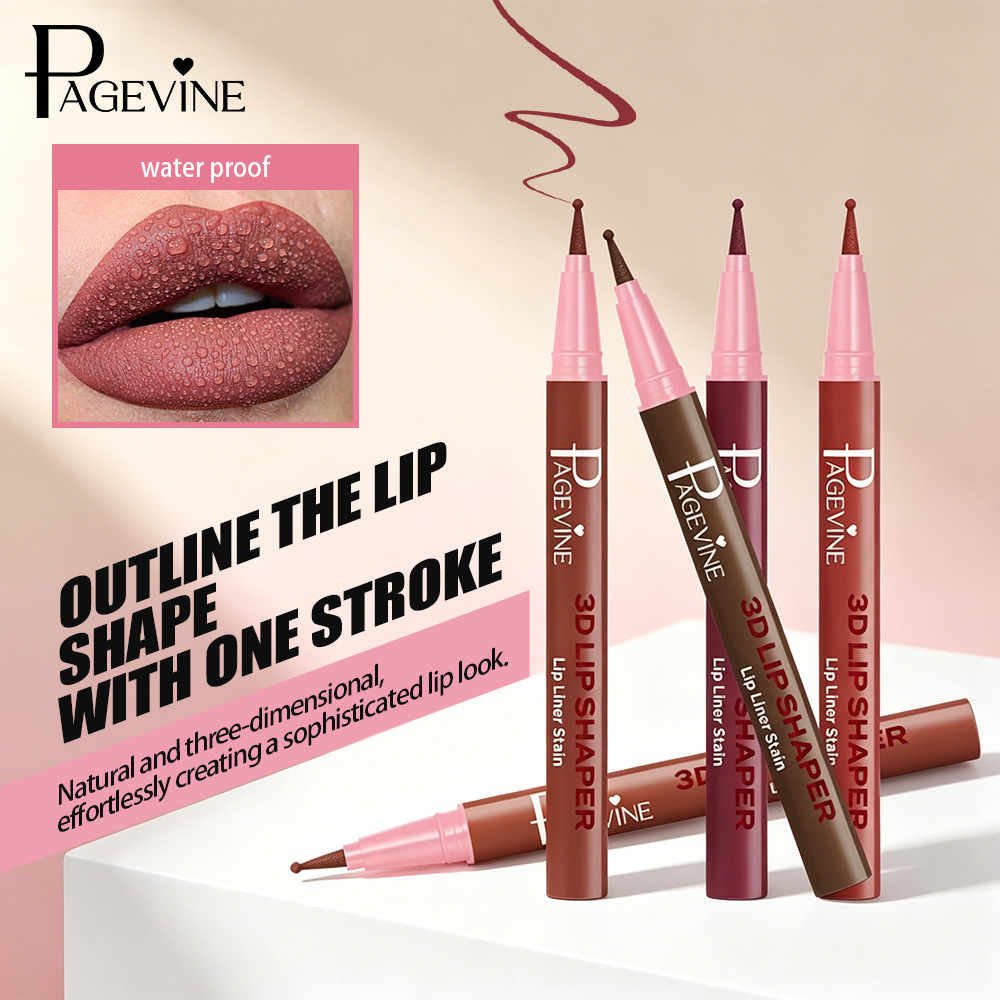 Transfronterizo PAGE VINE lápiz de maquillaje de color natural no es fácil de desvanecer lápiz de maquillaje de labios de cabeza redonda.