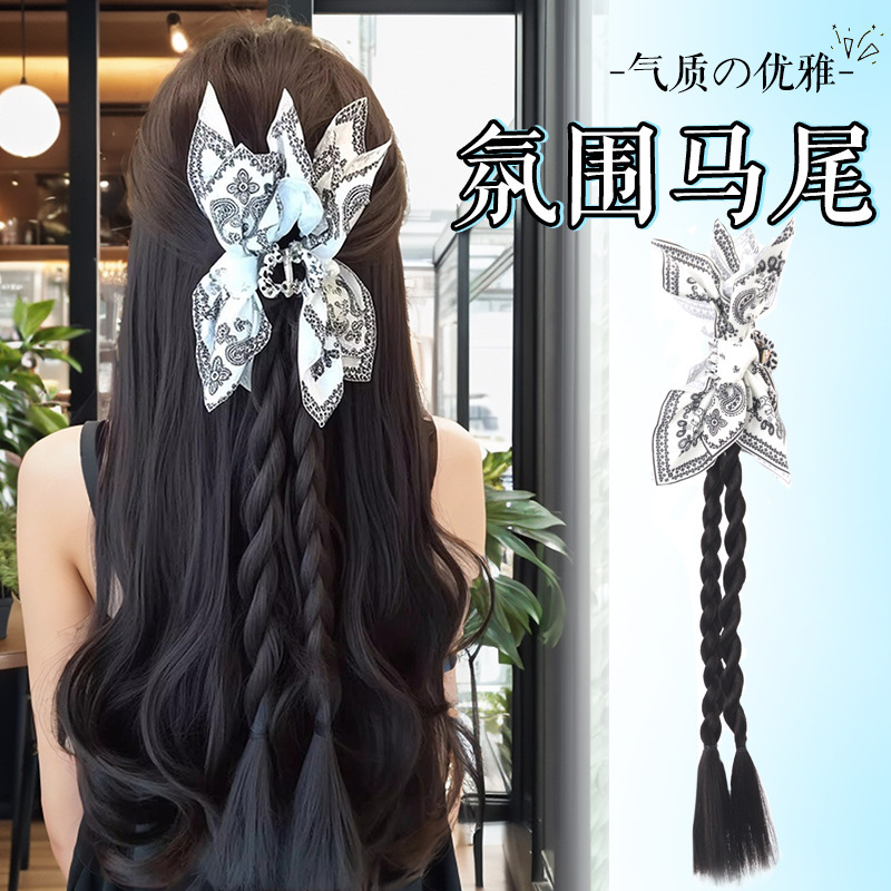 Wig Grab Clip Braid Fashion Double-sided Cashew Flower Grab Clip High-grade Bow Jewelry Grab Clip Double Braid Ponytail