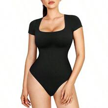 J 55418 Ribbed Square Neck Sleeves Bodysuit �ӗl�B�w��