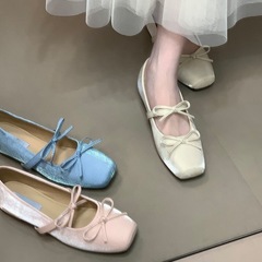 インナー高さを高めるリボンバレエシューズ2025夏新作フェアリーパンプスメリージェーンシューズ