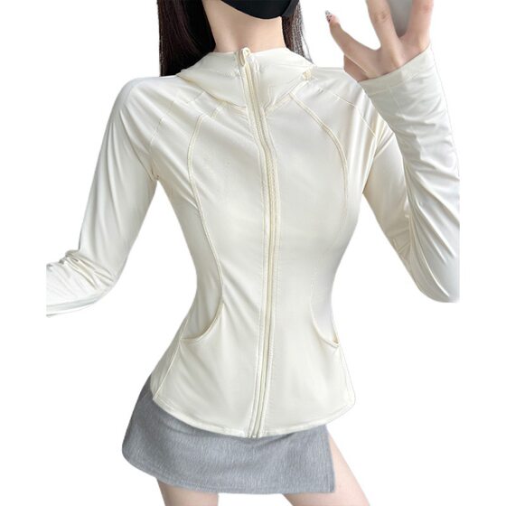 2025lulu Same Style Slim-fit Hooded Long-sleeved Jacket Women's Slim-fit Casual Sports Yoga Clothing Sunscreen Clothing Skin Clothing
