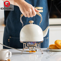 跨境米白色摺疊手柄鳴笛燒水壺亞馬遜鳴音壺歐美輕奢1.5L響水壺