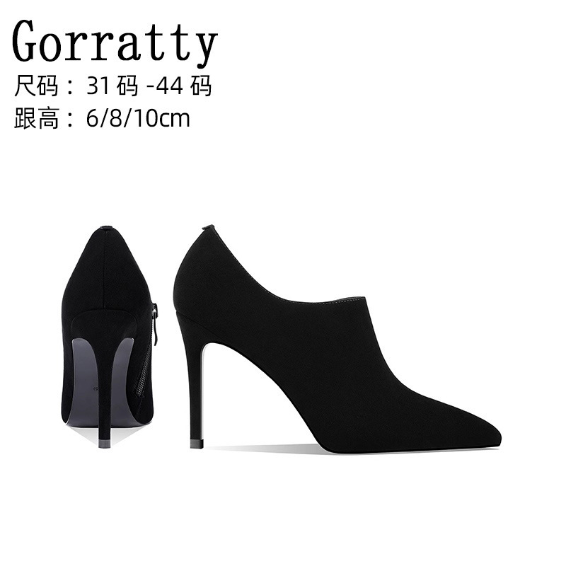 Pointed Toe Stiletto Ankle Boots 2024 Autumn and Winter Genuine Leather Mid-Heel Ankle Boots Kitten Heel Short Boots Women's Large Size 44 Ultra-High Heel Stiletto Heel