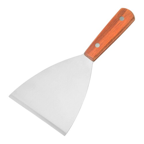 Set of Skewers and Grilling Spatulas for Cooking, Iron Griddle Cleaning Spatula, Wooden Handle Steak Spatula