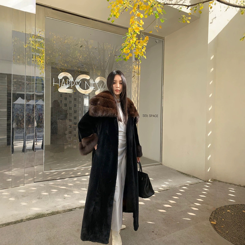 2026 Long Faux Mink Fur Coat for Women, Slim Fit, Fashionable, Faux Sable Lapel, Warm and Stylish 2026 Long Faux Mink Fur Coat for Women, Slim Fit, Fashionable, Faux Sable Lapel, Warm and Stylish