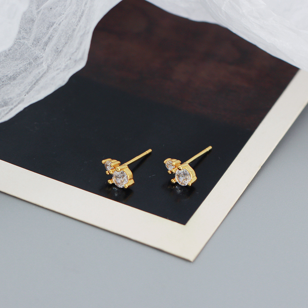 Daily, Shopping Occasion 925 Sterling Silver Material 1 Pair 925 Sterling Silver Zircon Geometric Ear Studs