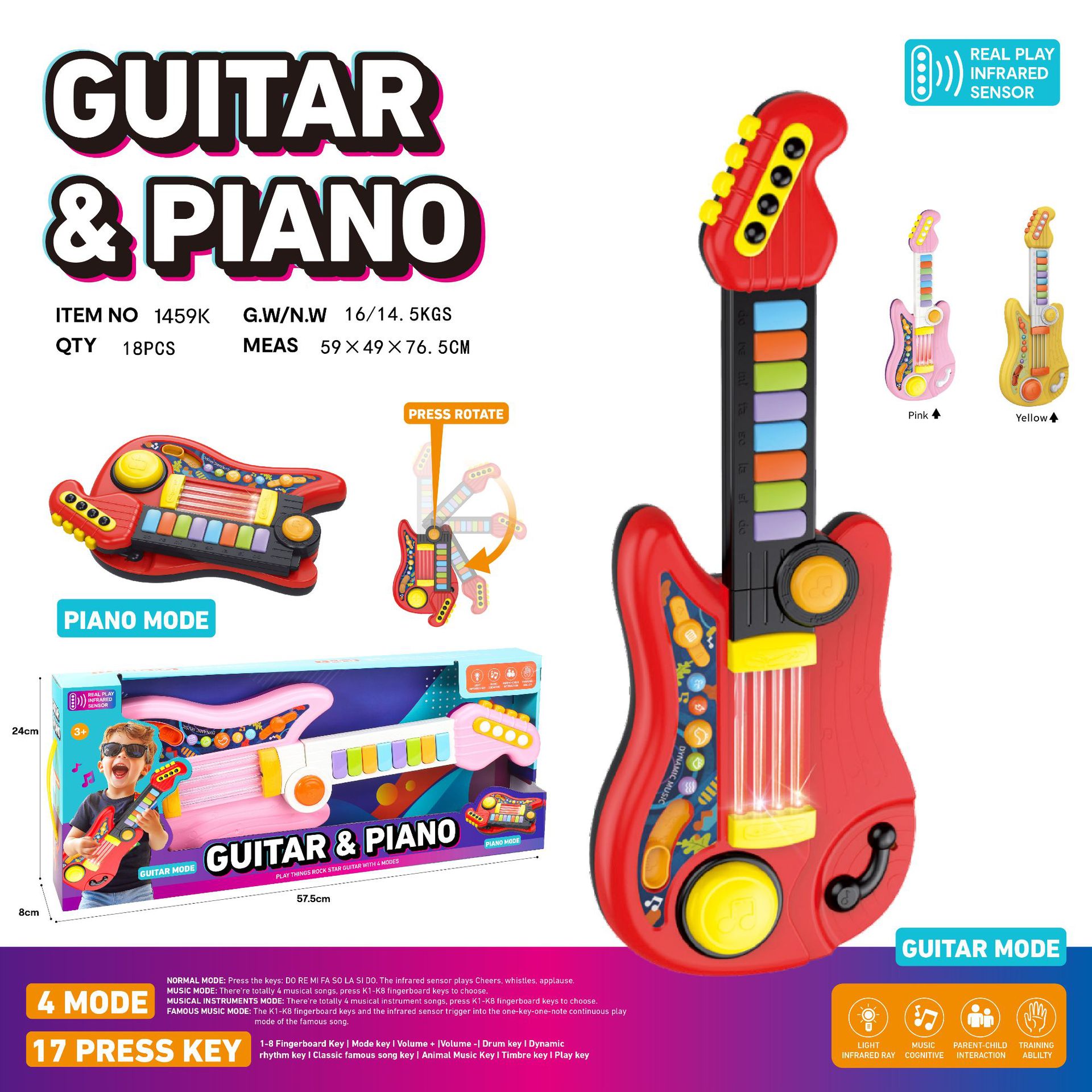 Guitarra plegable-Rojo