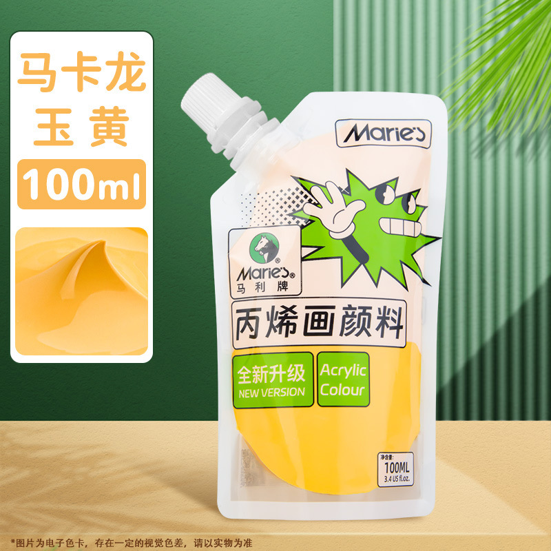 Pintura acrílica Marley en bolsa, paquete de recarga de 100 ml, juego de acrílico sin formaldehído para estudiantes de arte, graffiti, resistente al agua