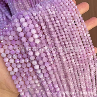 Natural Kunzite Faceted 2-6mm Small Beads, Faceted Loose Beads for Bracelets, Spacer Beads, Semi-finished DIY Jewelry Accessories (Zərgərlik ara hissələri) - natural-kunzite-2mm