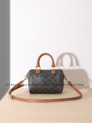 【Girl Bag】凯旋门波士顿枕头包牛皮老花包斜挎单肩小众手提包女