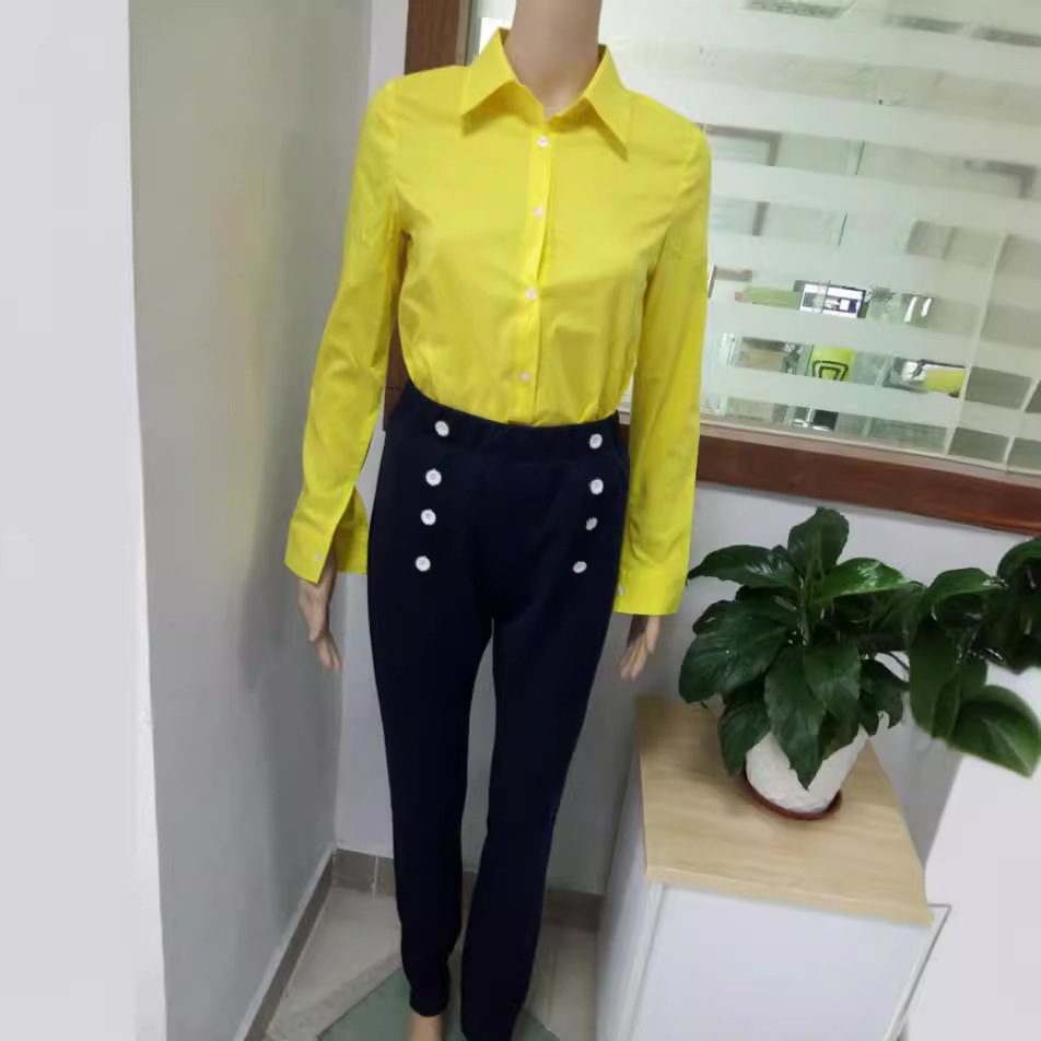Aliexpress Wish Popular Long-Sleeved Shirt + Tight Casual Suit Women's Professional Suit Bandage Suit Pants