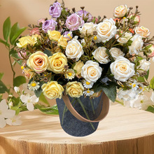 玫瑰手捧花婚庆路引假花家居装饰绢花餐桌茶几摆放干花花艺花束