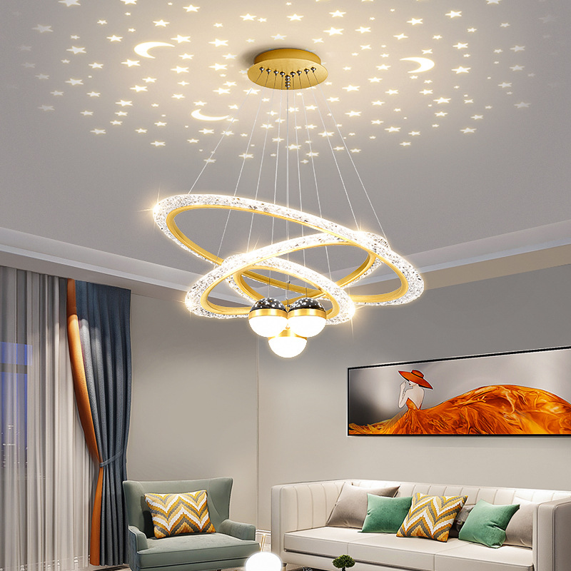 现代简约客厅卧室吊灯创意星空灯大气主灯设计师款水晶楼梯餐厅灯