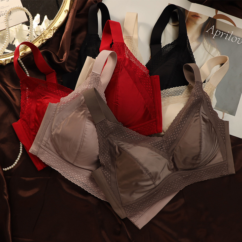 French Romantic Satin Lace Silk Protein Underwear Women's Upper Bra Push-up Anti-sagging Comfortable Thin Bra French Romantic Satin Lace Silk Protein Underwear Women's Upper Bra Push-up Anti-sagging Comfortable Thin Bra