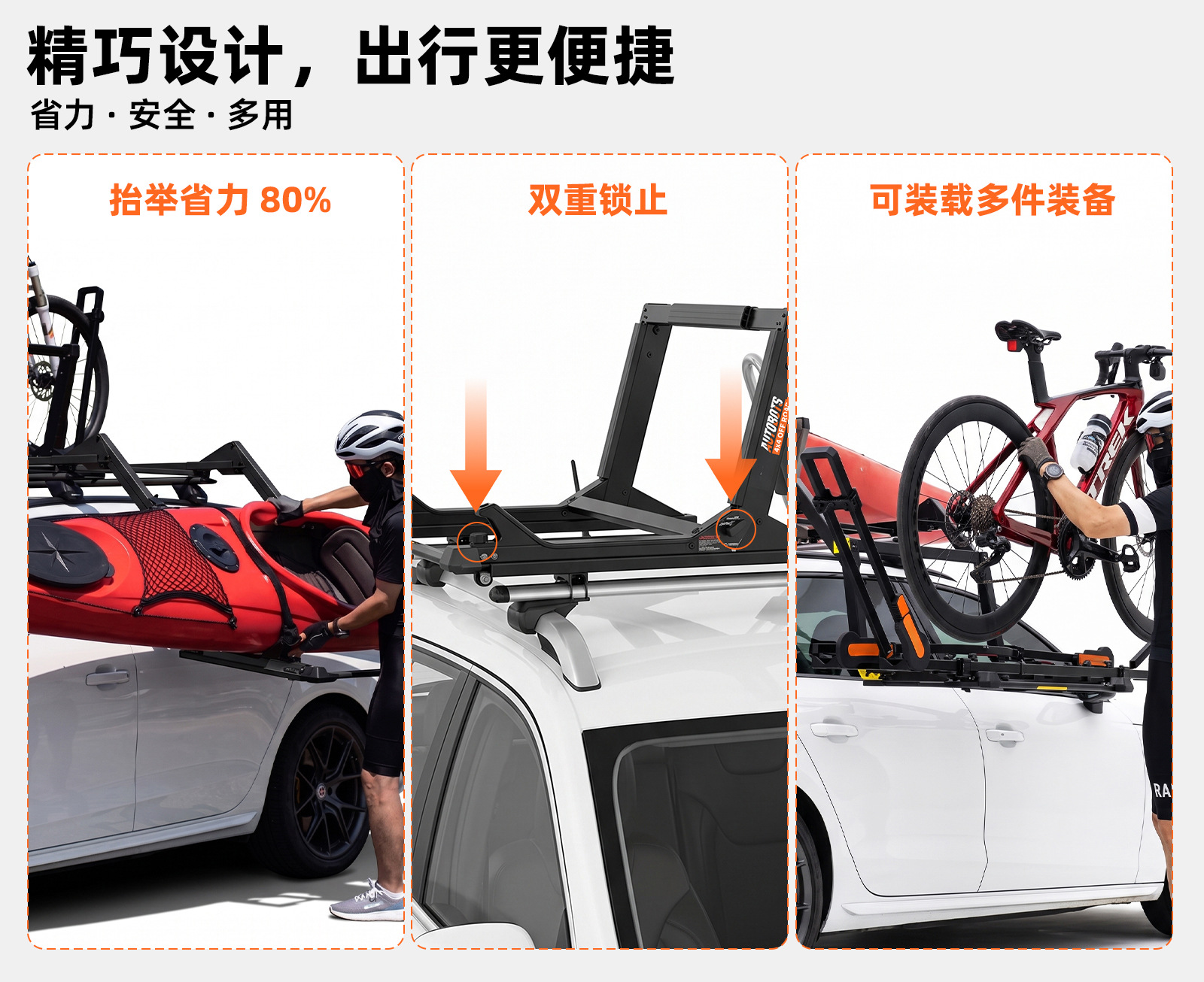 Roof rack lift loading rack for SUVs, pickups, and RVs, hydraulic assist lift with 100-pound load capacity, cross-border bestseller