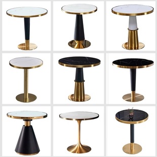 Light Luxury Normcore Slate Table Commercial Popular Milk Tea Shop Cafe Western Restaurant Hot Pot Restaurant Rectangular Round