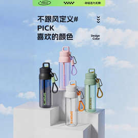 跨境加厚TRITAN塑料水杯户外便携一键开盖三饮杯大容量运动水壶
