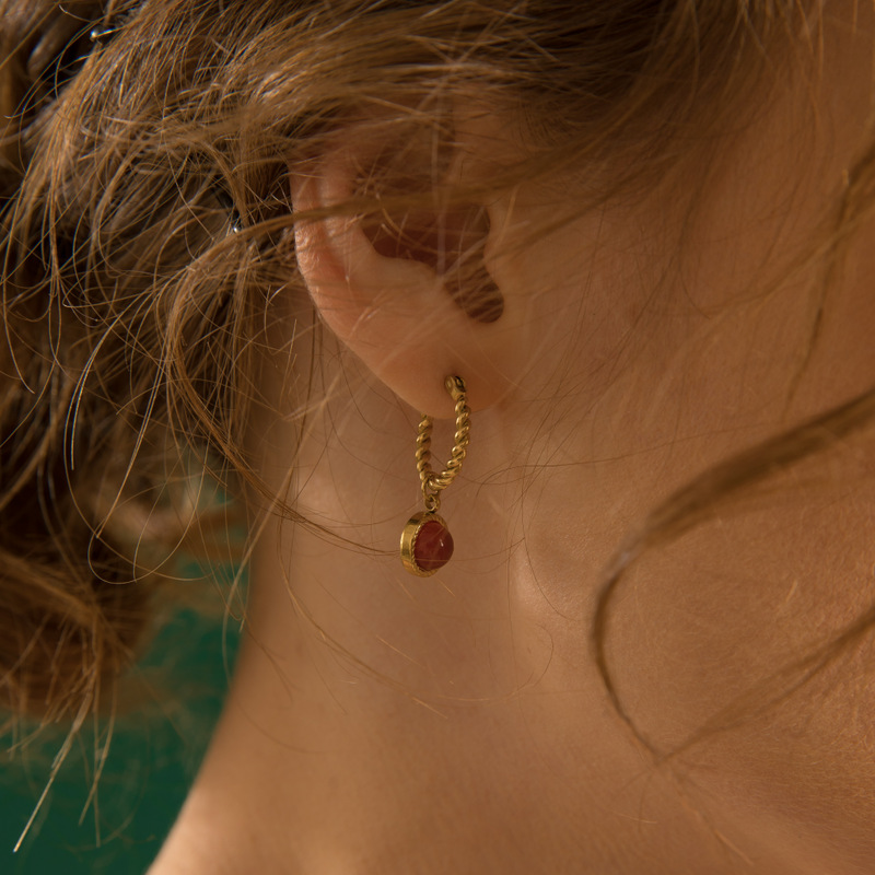 18K Gold, Real Gold Plated Plating Material Natural Stone Inlay Material Earrings Classification PVD Coated 18K Gold Real Gold Plated Geometric 304 Stainless Steel French Style Waterproof Non Tarnish Earrings