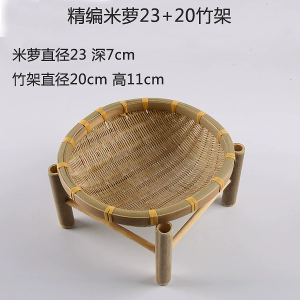 T^Handmade bamboo weaving products Bamboo weaving products Creative decoration Home dustpan tray Household small bamboo tray round