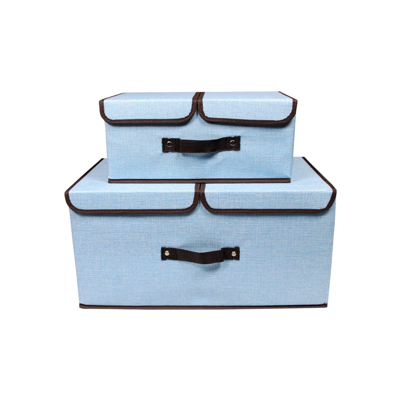 Caja de almacenamiento de tela de doble cubierta de algodón, caja de almacenamiento de ropa plegable a prueba de polvo, caja de almacenamiento de jeans