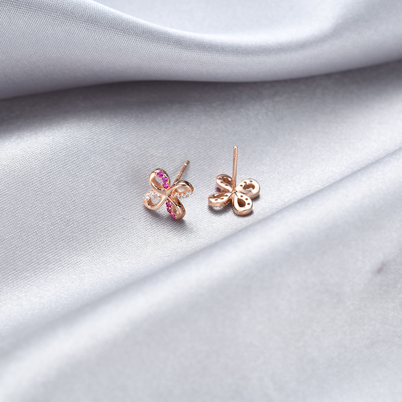 New Creative Small Windmill Earrings Korea S925 Sterling Silver Zircon Small Earrings display picture 2