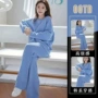 开春气质休闲蓝色阔腿裤