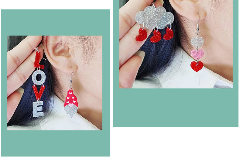 1 Pair Sweet Heart Shape Printing Arylic Drop Earrings display picture 1
