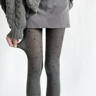 Thin and transparent is YYDS autumn and winter vintage wave dot jacquard pantyhose gray cotton flat leggings slim socks