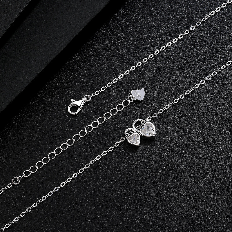 All Seasons Season 925 Sterling Silver Cable Chain Box Chain Heart Shape Pendant Necklace
