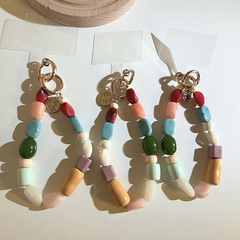 Korean style ins colorful bead chain keychain universal mobile phone case diy hanging chain accessories mobile phone lanyard headphone set