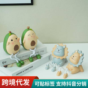 Cute Girly Heart Home Decoration Resin Avocado Ornaments Hanging Doll Creative Desktop Small Ornaments Gifts