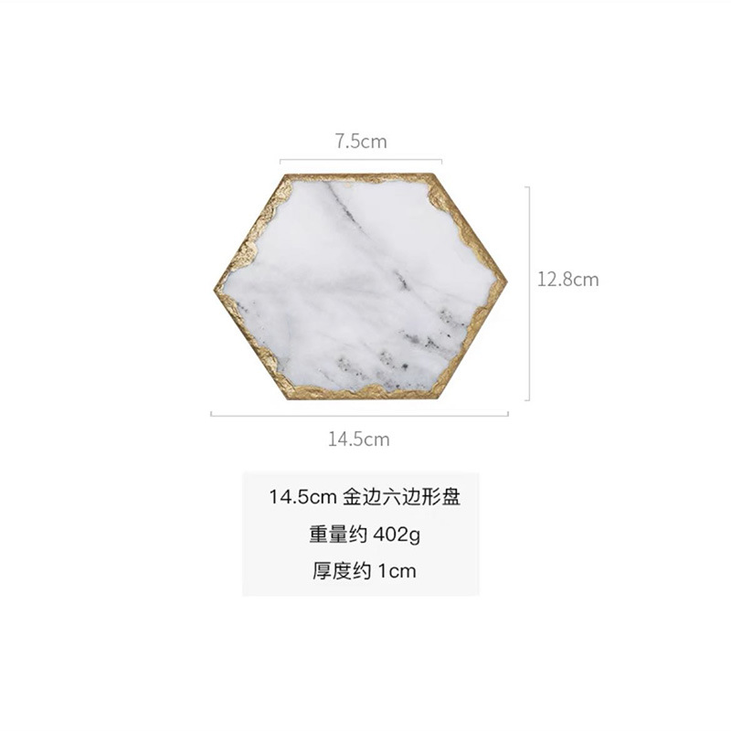 Nórdico ins estilo bandeja de mármol natural lujo oro borde placemat Coaster aislamiento vajilla suave accesorios Decoración