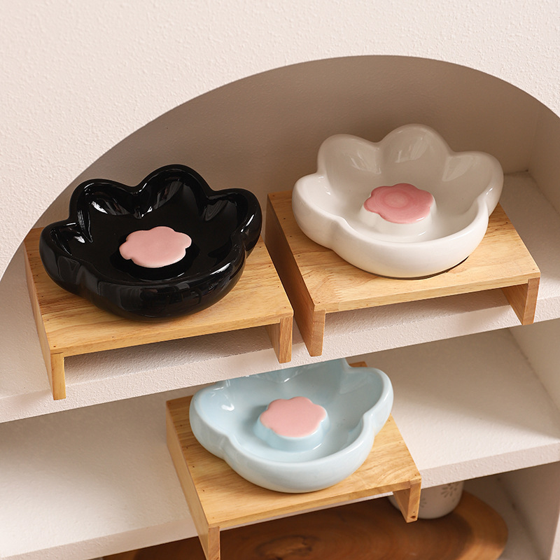 Ceramic Pet Slow Food Bowl and Plate, Cervical Vertebra Protection Cat Bowl, Cat Meal Plate, Anti-Choking Slow Food Cat Food Bowl, Dog Food Bowl, Food Plate