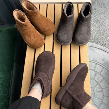 真皮雪地靴女2025冬季新款加绒加厚保暖棉鞋复古百搭女靴瘦瘦短靴