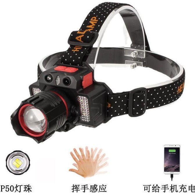 Aluminum alloy strong bald head light gesture sensing headlight…