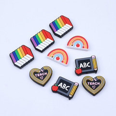 工廠新款Teach硅膠珠子卡通彩虹串珠筆配件兒童DIY飾品散珠批發