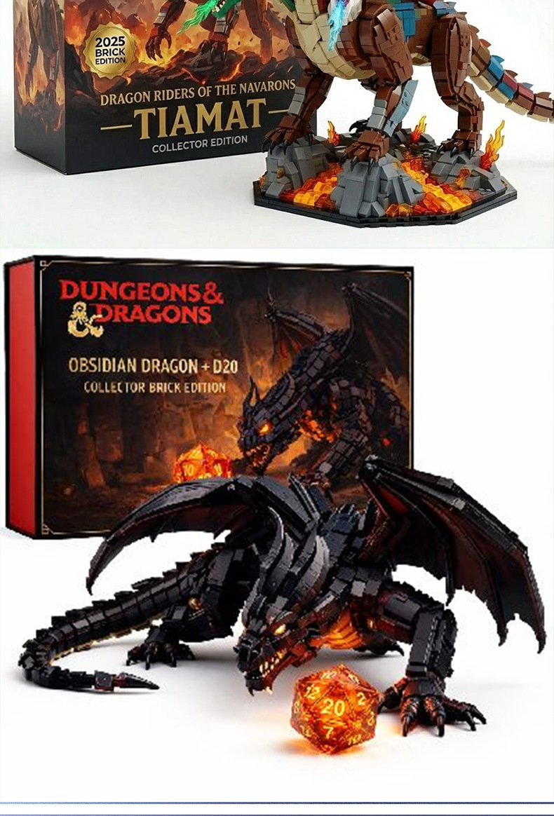 Dragons & Dungeons D&D Temalı Ejderha Tipi Yapı Taşları Montajlı Yapı Taşları Oyuncak Model Fabrika Toptan Satışı 3D Montaj