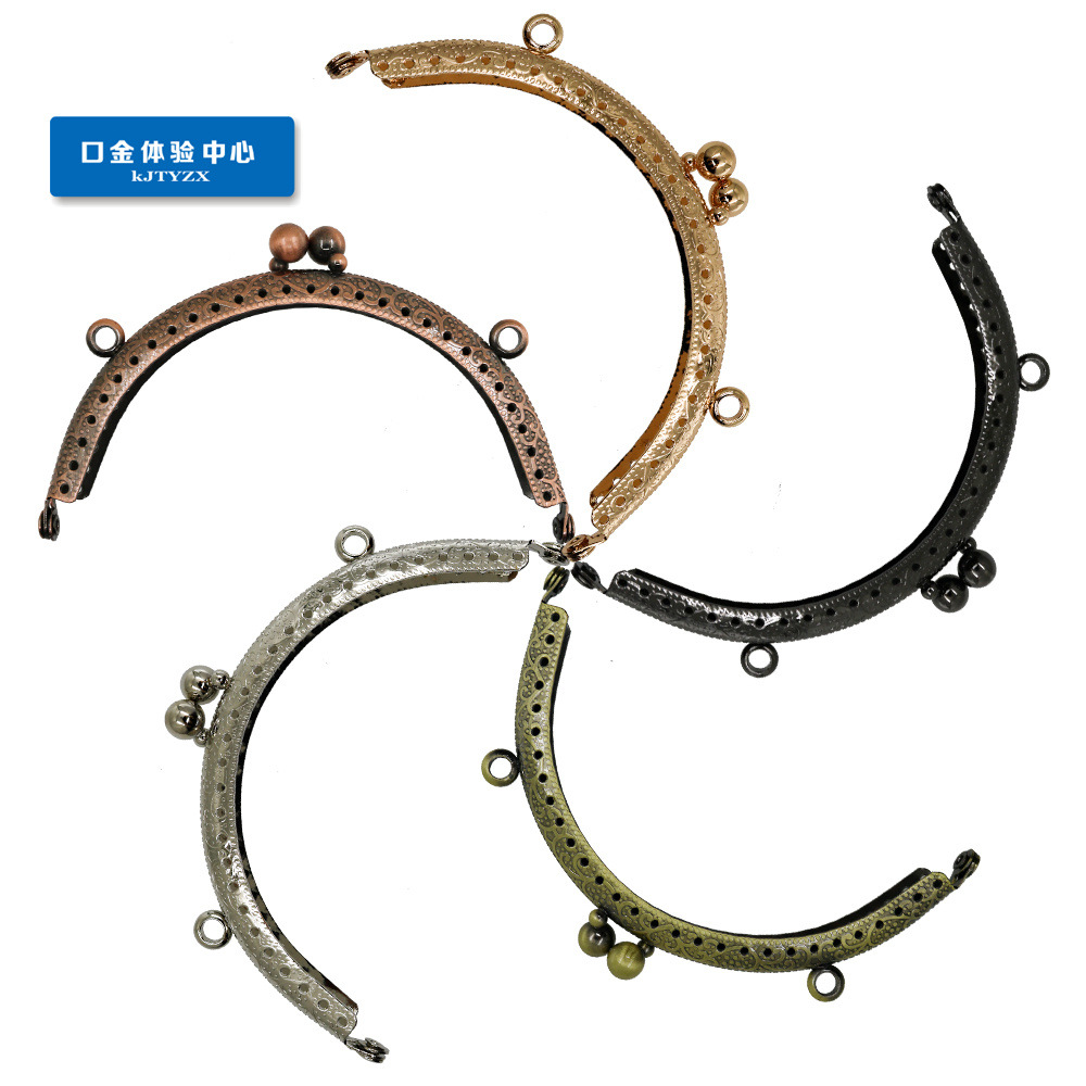 10.5CM orejas de doble anillo en relieve de tamaño semicircular cabeza de oro creativa cabeza de goteo de agua clásica billetera