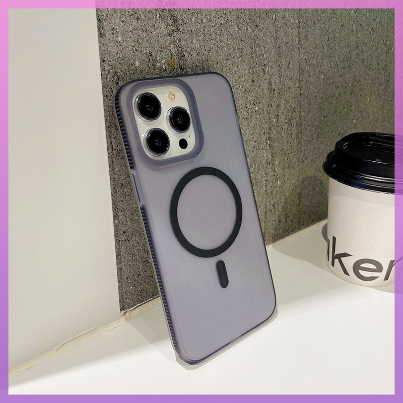 Ốp lưng iPhone 13 / 14 Pro Max màu trơn mờ cảm giác da, từ tính bao toàn bộ chống rơi — [Làm mờ da sương mù đen] từ tính hút lỗ lớn, [Cảm giác da sương mù trắng mờ] lỗ lớn Hút từ tính