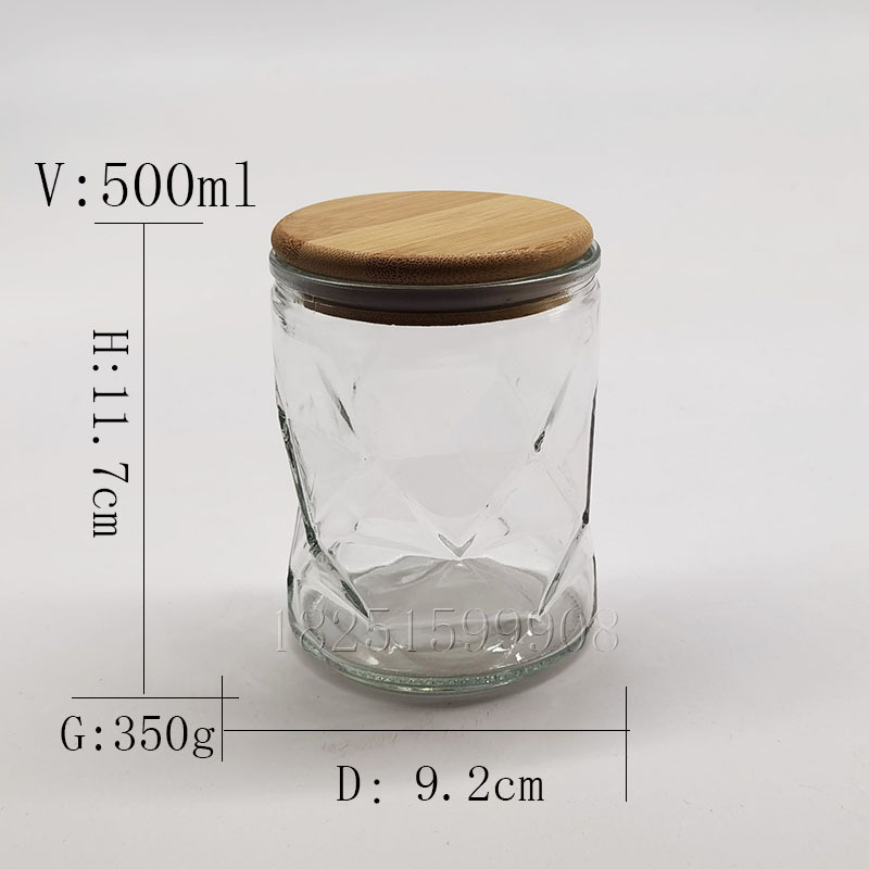 ins风摆件烛台带木盖广口耐高温精致透明diy香薰蜡烛杯罐玻璃空瓶