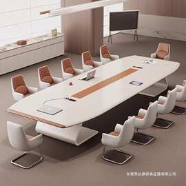 轻奢现代简约高档烤漆会议桌长桌大型会议培训洽谈办公桌椅组合