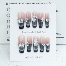 纯手工穿戴甲暗黑系微笑猫眼甲片高端法式美甲贴片新款指甲片分码